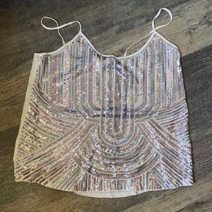 Express white sequin tank